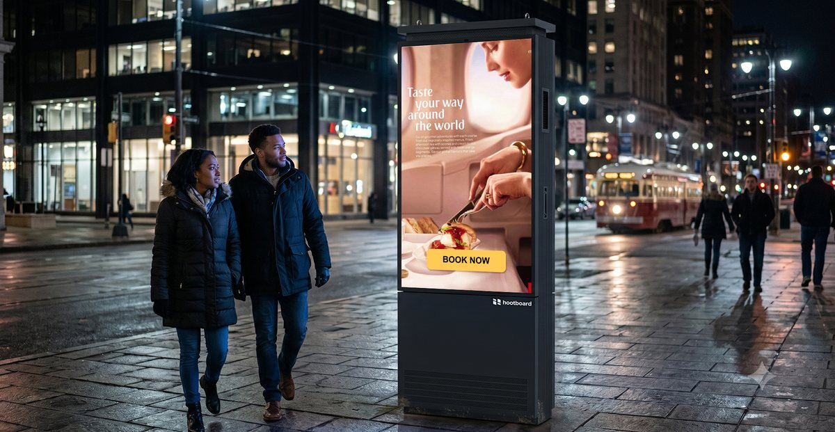 A HootBoard kiosk in a high-traffic indoor venue.